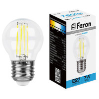 Лампа светодиодная, (7W) 230V E27 6400K, LB-52, Feron 38222