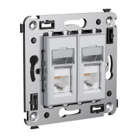 4404464 - ДКС Компьютерная розетка RJ-45 в стену, кат.5e двойная, "Avanti","Закаленная сталь"