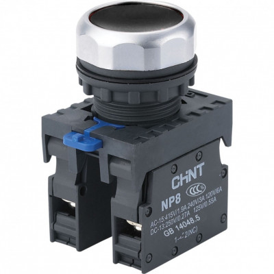 Chint Кнопка упр. NP8-12BN/2 без подсветки, самовозв., чёрная, 1НО+2НЗ, IP65 (R), 368582