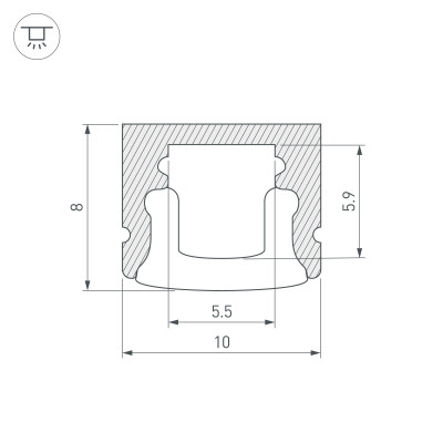 Профиль ARH-MINI5-2000 ANOD (Arlight, Алюминий), 018827