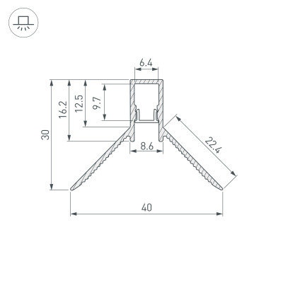 Профиль DECORE-S6-INT-COMFORT-2000 ANOD внутренний (Arlight, Алюминий), 043161