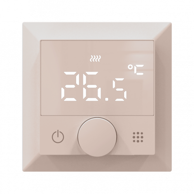 Donel Термостат с датчиком пола, программируемый с Wi-Fi , 16 A, 55*55 мм, шампань, ручка настройки, DTEF16CA-WiFi