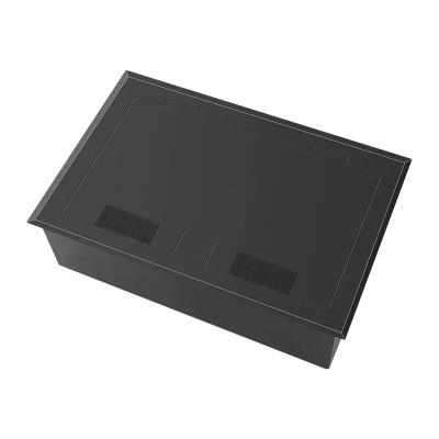 Люк напольный на 2 модуля (горизонт.), металлический, h=65мм, с рамкой, крышка без углубления, TIMIUX, черный, EU2GH65R BL