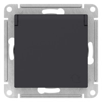 ATN001046 - ATLASDESIGN РОЗЕТКА с заземлением со шторками с крышкой, 16А, IP20, механизм, КАРБОН, Systeme Electric