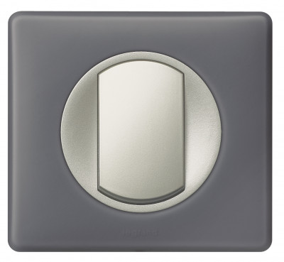 Legrand Выключатель 1-клавишный, вставка - титан,  классика - Фиолетовая перкаль, серия Celiane