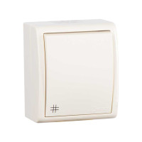 Simon 1594254-031 Simon15 IP54  Переключатель 1-клав. с 3-х мест (перекрёстный) с подсвет. 10А 250В~, винт.заж., с.кос