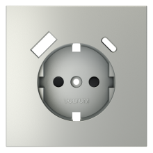 Накладка для розетки с заземлением и защитными шторками, с USB A+C, S70 (сталь), VLS001005