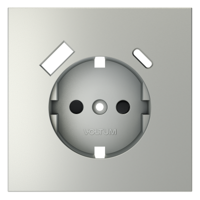 Накладка для розетки с заземлением и защитными шторками, с USB A+C, S70 (сталь), VLS001005