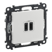 Legrand Valena LIFE.Зарядное устройство с двумя USB-разьемами тип C-тип С 240В/5В 3000мА.С лицевой панелью.Цвет Белый, 753107 Legrand Valena LIFE.Зарядное устройство с двумя USB-разьемами тип C-тип С 240В/5В 3000мА.С лицевой панелью.Цвет Белый, 753107