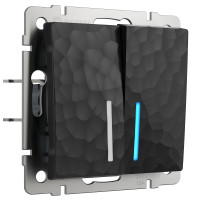 Werkel W1222108/ Выключатель двухклавишный проходной с подсветкой (hammer черный), a052061