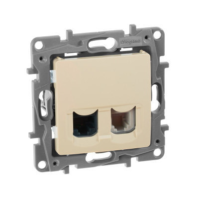 Legrand Розетка двойная RJ11+RJ45 категория 5e UTP - Legrand Etika - слоновая кость, 672352