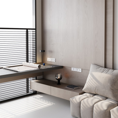 Выключатель встраиваемый VOLTUM S70 двухклавишный 10А, (белый глянцевый), VLS020101