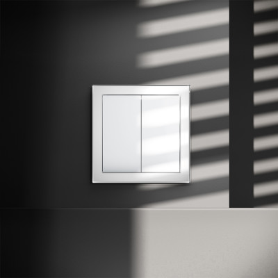 Выключатель встраиваемый VOLTUM S70 двухклавишный 10А, (белый глянцевый), VLS020101