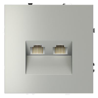 Розетка компьютерная встраиваемая VOLTUM S70 двойная RJ45+RJ45 кат.6, (сталь), VLS060205