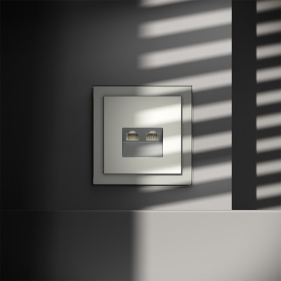 Розетка компьютерная встраиваемая VOLTUM S70 двойная RJ45+RJ45 кат.6, (сталь), VLS060205