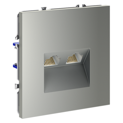 Розетка компьютерная встраиваемая VOLTUM S70 двойная RJ45+RJ45 кат.6, (сталь), VLS060205