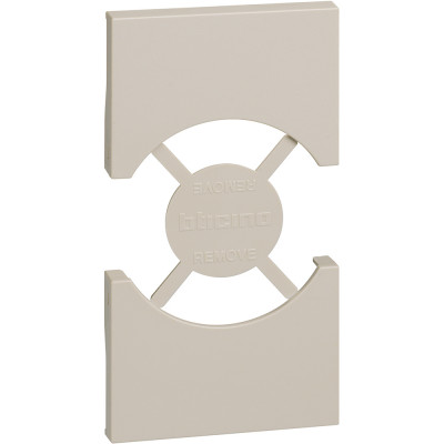 KM03 Bticino LIVING NOW. Лицевая панель для розеток 2К+З немецкого/итальянского стандарта 2 модуля.Цвет Песочный., KM03