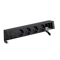 Simon 400 Настольный x6 розеточный блок, 4x2P+E, 2xUSB з/у, 1 пустой модуль, черный,, 42624000-138