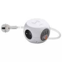 Vimar Розетка мульти 16A 3FR+3USB с выключателем, 00445.FR.CC.B