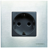 ABB Розетка 2к+з, вставка - антрацит, рамка - натуральная сталь, серия Zenit ABB Розетка 2к+з, вставка - антрацит, рамка - натуральная сталь, серия Zenit