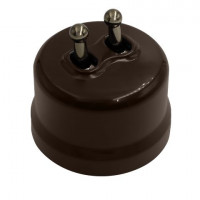 Bironi Выключатель 2-кл., пластик, цвет Коричневый, Бронза (тумблерный), B1-232-22-B