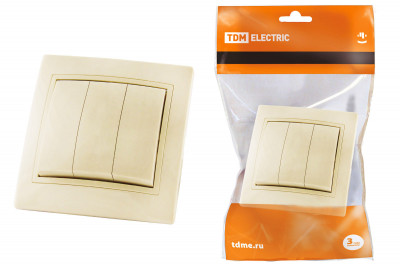 Выключатель 3 кл. 10А сл. кость "Таймыр" TDM Electric, SQ1814-0103