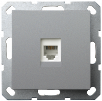 Телефонная розетка RJ11 с накладкой, цвет Алюминий, G6101S, Jasmart Electric