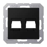 Kрышка для 2-х разъемов; без видимого винта; подпружиненная шторка; термопласт; черный матовый, A1569-25WESWM