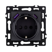 Розетка штепсельная SCHUKO 16A/250 В с USB A+C 20W, черный Kollinger Asthetik AS-016BK