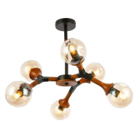 Evoluce SLE109402-06 Светильник потолочный Черный, Темное дерево/Прозрачный, Янтарный E27 6*60W