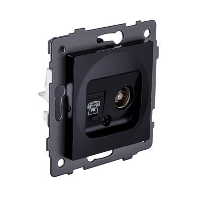 Розетка двойная TV (мама) + телефонная розетка RJ11, черный Kollinger REA-013BK для Aspekt, Eleganz, Reflex