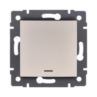 Выключатель 1-клавишный перекрестный 10А/250В с LED подсветкой, изогнутый, золотой Kollinger REA-R-015GD для Aspekt, Eleganz, Reflex