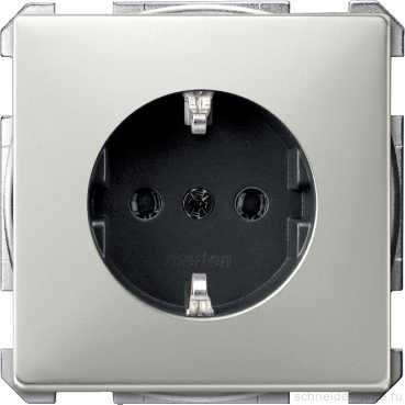 SD Розетка со шторками 2К+З 16А 250В~, винт. клеммы, стальн.