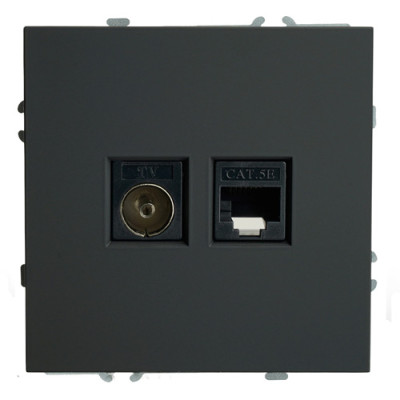 Feron Розетка TV + компьютерная RJ-45 (механизм), RST00-5106-05, серия Эмили, черный уголь, soft touch, 49846, STEKKER