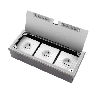 Люк напольный на 3 модуля (горизонт.), металлический, h=65мм, с рамкой, крышка без углубления, TIMIUX, нержавеющая сталь, EU3GH65R ST