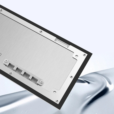 Люк напольный на 3 модуля (горизонт.), металлический, h=65мм, с рамкой, крышка без углубления, TIMIUX, нержавеющая сталь, EU3GH65R ST