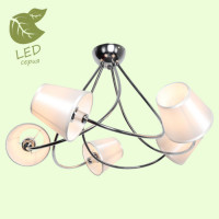 LUSSOLE PINAL Люстра потолочная, цвет основания - хром, плафон - ткань (цвет - белый), 5x6W E14, GRLSP-8222