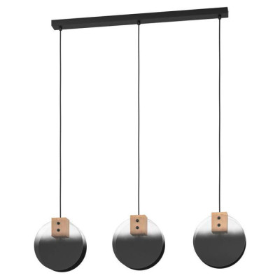 390142 Подвес MILLENA, 3x40W(E27), сталь, черн, стекло, черный, серый, прозрачн