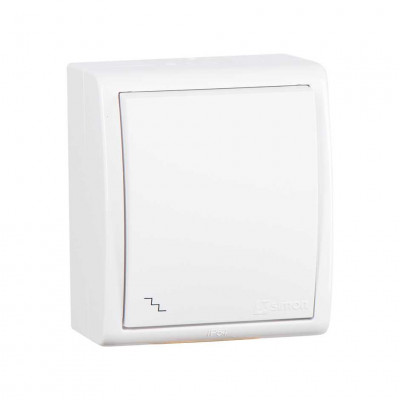 Simon Simon15 IP54  Переключатель 1-клав. с подсветкой 10А 250В~, винт. зажим, белый, 1594204-030