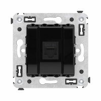 DKC Компьютерная розетка RJ-45 без шторки в стену, кат.6А одинарная, "Avanti", "Черный квадрат"