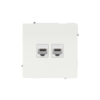 DKC KANT Компьютерная розетка RJ-45 без шторки, кат.6А двойная, белая магнолия, 7000674