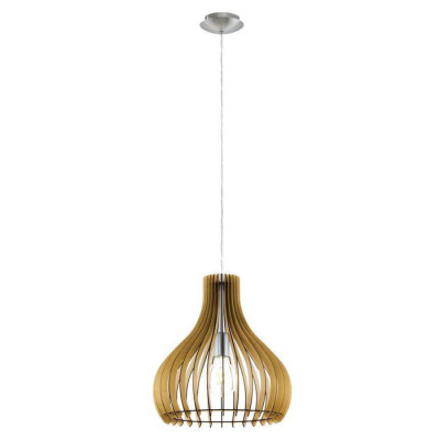 96258 Подвес TINDORI, 1х60W(E27), ?380, H1300, сталь, никель мат./дерево, клен