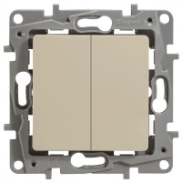 Legrand Выключатель двухклавишный - Legrand Etika - 10А 250В безвинтовые зажимы - слоновая кость, 672302