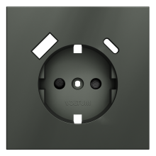 Накладка для розетки с заземлением и защитными шторками, с USB A+C, S70 (титан), VLS001006