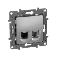Legrand Розетка двойная RJ11+RJ45 категория 5e UTP - Legrand Etika - алюминий, 672452 Legrand Розетка двойная RJ11+RJ45 категория 5e UTP - Legrand Etika - алюминий, 672452
