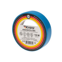 Изолента ПВХ 15 мм х 10 м, синяя, (упак. 10 рулонов) KRANZ, KR-09-2005