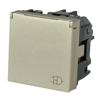 N2288.1 CV - Розетка SCHUKO с заземлением, с крышкой, со шторками, 16А / 250В, серия Zenit, цвет шампань - 2CLA228810N1901