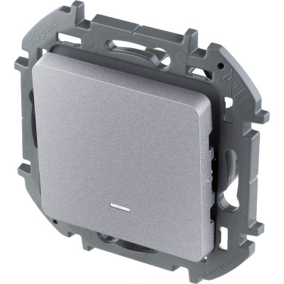 Legrand Выключатель одноклавишный с подсветкой/индикацией - Legrand Inspiria - 10А 250В безвинтовые зажимы - алюминий, 673612