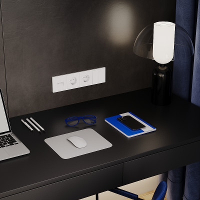 Выключатель встраиваемый VOLTUM S70 двухклавишный 10А, (белый матовый), VLS020102