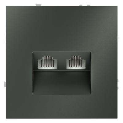Розетка компьютерная встраиваемая VOLTUM S70 двойная RJ45+RJ45 кат.6, (титан), VLS060206